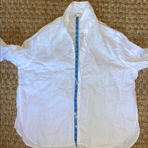 Zara White Linen Oversized Button-Up Shirt. Sz Med - Picture 5 of 9